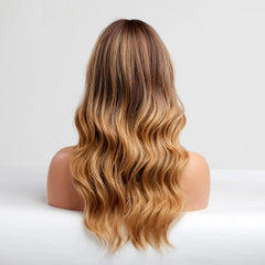 Wigs Long Wavy Wig with Bangs Ombre Brown For Women Curly Hair wholesale synthetic Synthetic wigs