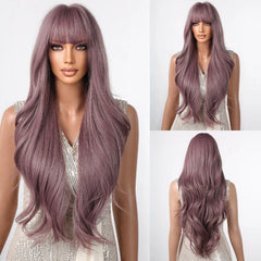 Wigs Wholesale Synthetic Wigs Dark Black Long Curly Wavy for Black Women Daily Lolita Natural False Hairs Wig With Bangs
