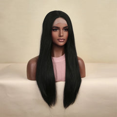 Japan Synthetic T-part Lace Wigs Long Wavy Mixed Ombre Brown to Black Wig Fashion Part Natural Hair Wig for Women
