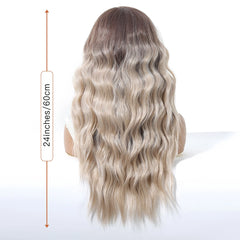 Japanese Future Fiber Curly Blonde Synthetic Lace Front Wig 13x4 Lace Long Natural Wavy Hair Closed Cap Real Photo Video