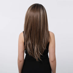 13x6 HD U Lace Wig Synthetic Future Fiber Long Straight Natural Body Wave Dark Brown Stripes White Real Photo Video
