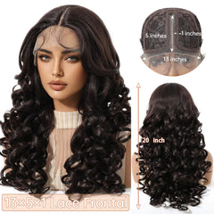 Curly Brown for Ombre Striped Mixed Lace Wig with Heat-Resistant Future Fiber Soft & Breathable for Curling Iron Closed Cap