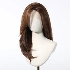 Future Fiber 13x6 Lace Medium Brown Ombre High-Quality Smooth Fiber Bob Straight Hair Soft and Breathable True Photo Color