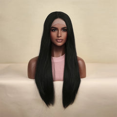 Japan Synthetic T-part Lace Wigs Long Wavy Mixed Ombre Brown to Black Wig Fashion Part Natural Hair Wig for Women