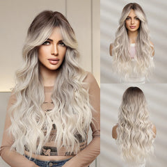 Wigs Wholesale Synthetic matte Deep Wave wig black hair roots gradient gray heat-resistant long curly hair