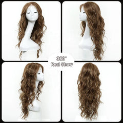 13*6 Synthetic Lace Front Wigs Brown with Blonde Highlight Lace Wigs with Baby Hair for Afro Women Daily Heat Resistant