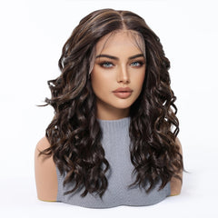 Synthetic Future Fiber 13*6 HD Lace Wig Soft Super African Curly Wig High Density Dark Brown Mixed Brown Golden Ombre Wig