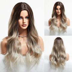 Wigs Synthetic Wig Ombre Pink Orange Long Wigs Middle Part Hair Daily Natural Wavy Heat Resistant Fiber for Women