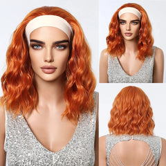Bob Curly Short Hair Headband Wig Synthetic Wig Elastic Cap Heat-resistant Breathable Real Photo Matte Durable
