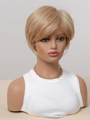 Real Photo Blonde Ombre White Short Pixie Bob Synthetic Wig with Natural Layering and Bangs Suitable for Both Men and Women