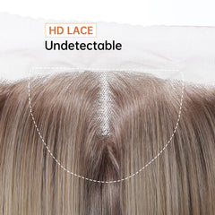 Free Hairstyle 13*6 HD U Lace Wig Synthetic Future Fiber Natural Soft Wig Straight Hair Dark Hair Root Ombre Blonde Mixed Wig