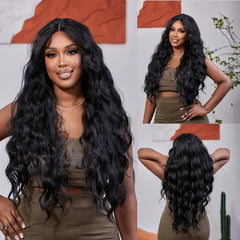 Japan fiber Curly Hair Ombre Blonde Synthetic Lace Frontal Wigs for Women Long Loose Wave 13x1 T Part Lace Wigs Natural