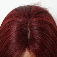 Direct Burgundy Red for Ombre Wig with Bangs High Temperature Fiber Synthetic Hair Elastic Cap Real Photo