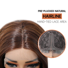Curly Brown for Ombre Striped Mixed Lace Wig with Heat-Resistant Future Fiber Soft & Breathable for Curling Iron Closed Cap