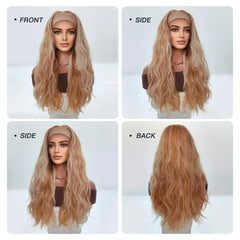 Headband Red Gold White Striped Curly Wig Elastic Cap Heat-resistant Breathable Water Wave Synthetic Wig Real Photo