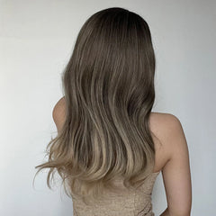 Inventory delivery Long Wavy Hair Wig Ombre Brown to Blonde Daily Natural Synthetic Wig for Women Heat Resistant Fiber