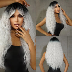 Inventory Fast Shipping Synthetic black hair roots yellow wig matte Deep Wave wig long curly Kinky Curl hair African wigs