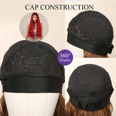 Pure Red Long Wavy Curly Synthetic Wig Heat-Resistant Clip Soft Elastic Cap Real Photo-High Temperature Fiber Water Body Wave