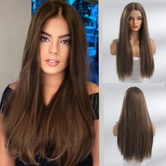 Future Fiber 32-Inch 13x1x6 T-Shaped Lace Front Wig Soft Smooth Black Lace Wig Closed Cap Real Photo Straight Style Transparent