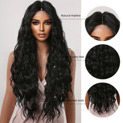 Wigs Wholesale Synthetic T-part Lace Wigs Long Wavy Black Lace Wig Natural High Temperature Resistance in Japan Hair
