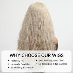 Long Golden Silver Gray Curly Hairband Wig Elastic Cap Heat-Resistant Breathable Water Wave Synthetic Wig with Real Photos