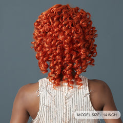 In-stock MOQ1 Afro Kinky Curly Synthetic Wigs Big Bouncy Fluffy Bomb Wig Short Orange Highlight Hair for Black Women