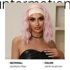 Bob Curly Short Hair Headband Wig Synthetic Wig Elastic Cap Heat-resistant Breathable Real Photo Matte Durable