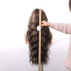 Futura Fiber 13x6 Lace Synthetic Wig Dark Brown and Gold Mixed Color Long Curly Soft High Density Real Video Heat Resistant