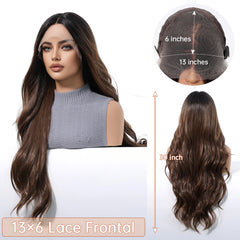 Futura Fiber 13x6 Lace Synthetic Wig Black with Silver Strands Mixed White Stripes Soft High Density Real Video Heat Resistant