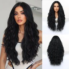 Synthetic Fiber Long Red Brown African Curl Super Wave Heat Resistant Elastic Cap Natural Loose Water Wave Hair No Bangs