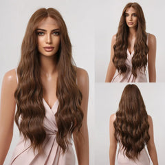 Japan fiber Curly Hair Ombre Blonde Synthetic Lace Frontal Wigs for Women Long Loose Wave 13x1 T Part Lace Wigs Natural
