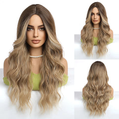 Fully Stocked Blonde White Ombre Natural Curly Hair Synthetic Chemical Fiber Wig No Bangs Wig Matte High Density Live Photo