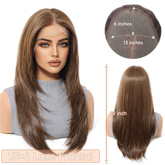 13x6 HD U Lace Wig Free Modifiable Synthetic Fiber Long Straight Natural Soft Body Wave Gold Light Brown Real Photo Video