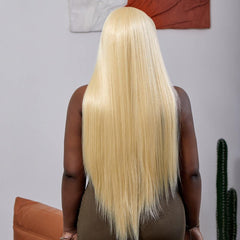 Japan Silk Long Honey Blonde Color Lace Front Wigs Brazilian Natural Straight Hair Frontal Synthetic Wig