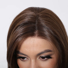 13x6 HD U Lace Wig Synthetic Future Fiber Straight Natural Hair Vertical Brown Stripes Real Photo Video Medical