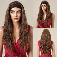 Pure Red Long Wavy Curly Synthetic Wig Heat-Resistant Clip Soft Elastic Cap Real Photo-High Temperature Fiber Water Body Wave