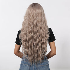 Futura Fiber 13x6 Lace Synthetic Wig Gray Blonde Mixed Color Long Curly Soft Natural Wave Body Wave Real Photo Video