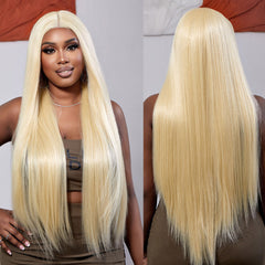 Japan Silk Long Honey Blonde Color Lace Front Wigs Brazilian Natural Straight Hair Frontal Synthetic Wig