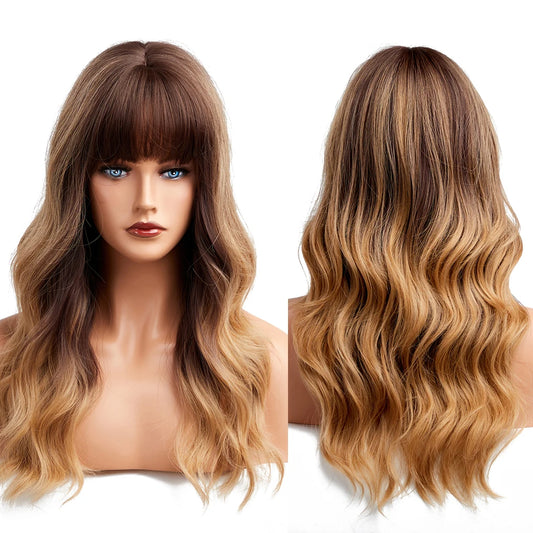 Heat Resistant Fiber Long Wig Blonde Yellow Layered Natural Curly Hair Synthetic Wig Curly Hair Matte High Density Real Photo