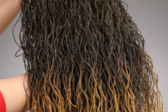 Japan Fiber Synthetic 4X4 Lace Wig Long Wavy Black to Blonde Fashion Braid Natural Heat Resistant Weave Wig