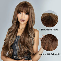 Future Fiber Brown Blonde Multi Color Mixed Stripe Wave Curly Hair Synthetic Wig Curly Hair Heat Resistant Matte High Density